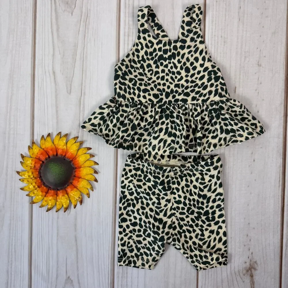Baby Gap Leopard Print Tank‎ Top Ruffle Shorts Set 6-12 Months